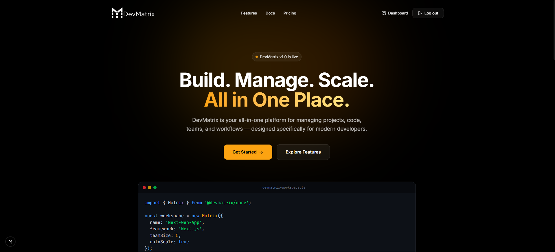 DevMatrix — project preview